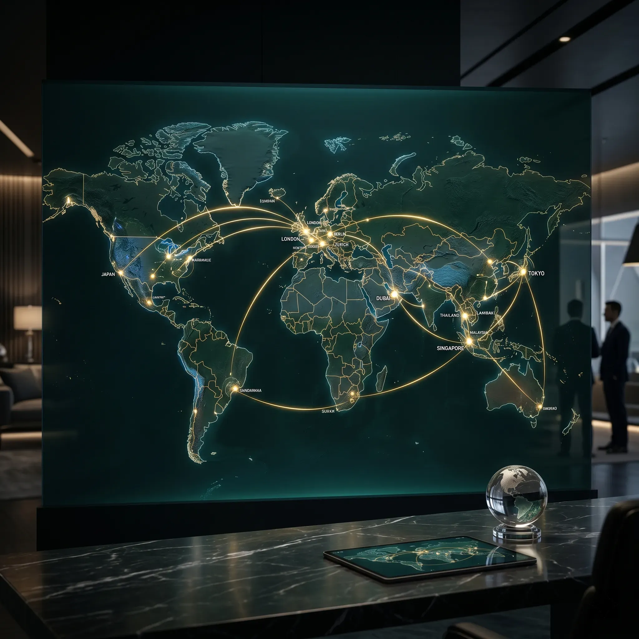 Worldwide travel and mobility connections linking major international destinations